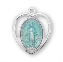 Load image into Gallery viewer, Blue Enameled Sterling Silver Miraculous Medal
