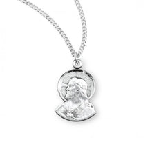 Load image into Gallery viewer, Scapular Sacred Heart of Jesus Profile Sterling Silver Medal