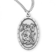Load image into Gallery viewer, Saint Michael Sterling Silver Oval Shield Medal