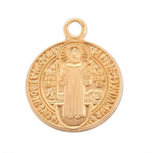 Load image into Gallery viewer, Saint Benedict Round Jubilee Medal Gold Over Sterling Silver Medal