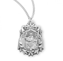 Load image into Gallery viewer, Saint Christopher Floral Bordered Sterling Silver Medal