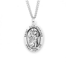 Load image into Gallery viewer, Patron Saint Christopher Oval Sterling Silver Medal