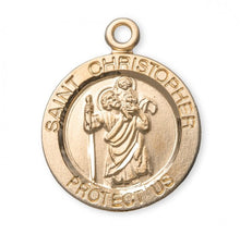 Load image into Gallery viewer, Patron Saint Christopher Round Gold Over Sterling Silver Medal