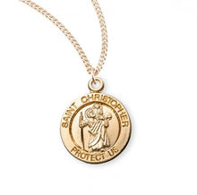 Load image into Gallery viewer, Patron Saint Christopher Round Gold Over Sterling Silver Medal