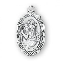 Load image into Gallery viewer, Saint Christopher Fancy Oval Sterling Silver Medal
