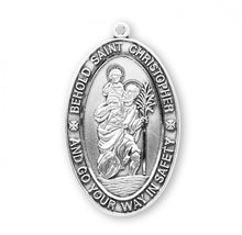 Load image into Gallery viewer, Saint Christopher Safety Oval Sterling Silver Medal