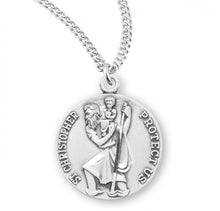 Load image into Gallery viewer, Saint Christopher Round Sterling Silver Medal