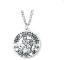 Load image into Gallery viewer, Saint Christopher Round Sterling Silver Medal