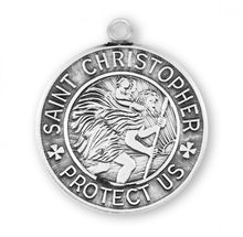 Load image into Gallery viewer, Traditional Saint Christopher Round Sterling Silver Medal