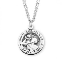 Load image into Gallery viewer, Saint Christopher Round Sterling Silver Medal