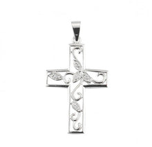 Load image into Gallery viewer, Crystal Cubic Zircon Sterling Silver Vine Cross