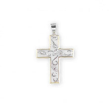 Load image into Gallery viewer, Crystal Cubic Zircon Sterling Silver Two Tone Vine Cross