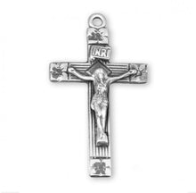 Load image into Gallery viewer, Flower Tipped Sterling Silver Crucifix