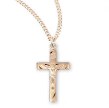 Load image into Gallery viewer, Basic Engraved Gold Over Sterling Silver Crucifix