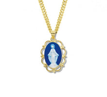 Load image into Gallery viewer, Dark Blue Gold Over Sterling Silver Cameo Miraculous Medal