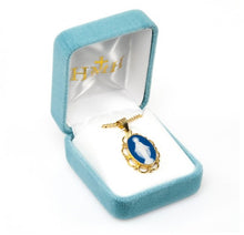 Load image into Gallery viewer, Dark Blue Gold Over Sterling Silver Cameo Miraculous Medal