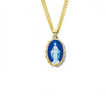 Load image into Gallery viewer, Dark Blue Gold Over Sterling Silver Cameo Miraculous Medal