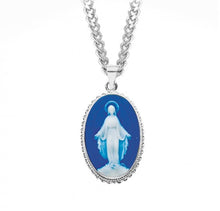 Load image into Gallery viewer, Dark Blue Sterling Silver Cameo Miraculous Medal