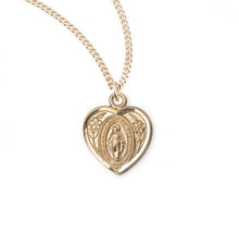 Load image into Gallery viewer, Gold Over Sterling Silver Heart Shaped Miraculous Medal