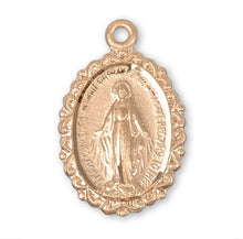 Load image into Gallery viewer, Blessed Virgin Mary Gold Over Sterling Silver Oval Miraculous Medal
