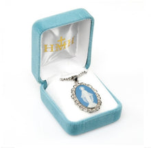 Load image into Gallery viewer, Virgin Mary Light Blue Sterling Silver Cameo Miraculous Medal