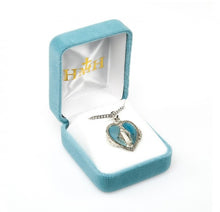 Load image into Gallery viewer, Blessed Mother Mary with rays coming out of her extended hands, crushing a serpent under her feet.