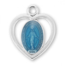 Load image into Gallery viewer, Sterling Silver Blue Enameled Miraculous Medal