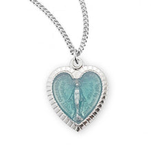 Load image into Gallery viewer, Sterling Silver Enameled Heart Shaped Miraculous Medal