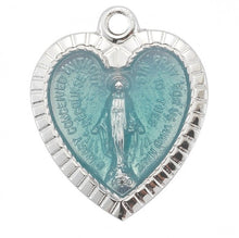 Load image into Gallery viewer, Sterling Silver Enameled Heart Shaped Miraculous Medal