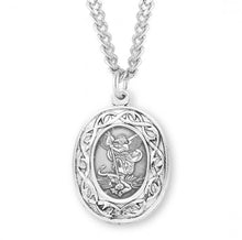 Load image into Gallery viewer, Saint Michael Oval Sterling Silver "Crown of Thorns" Medal
