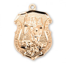 Load image into Gallery viewer, Saint Michael Gold Over Sterling Silver Badge Medal