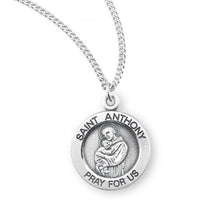 Load image into Gallery viewer, Saint Anthony Round Sterling Silver Medal