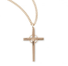 Load image into Gallery viewer, Gold Over Sterling Silver High Polished Holy Spirit Cross with a Pierced Halo