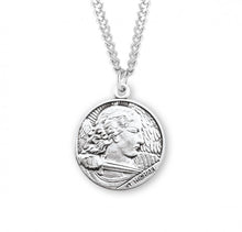Load image into Gallery viewer, Saint Michael round medal-pedant. Solid .925 sterling silver.