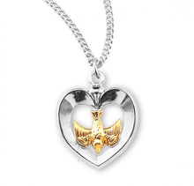 Load image into Gallery viewer, Holy Spirit Dove With Heart Sterling Silver Necklace