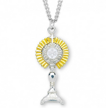 Load image into Gallery viewer, Sterling Silver Two-tone Monstrance Communion Pendant