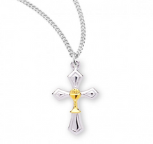 Load image into Gallery viewer, Cross with a Chalice Two-Tone Sterling Silver Pendant