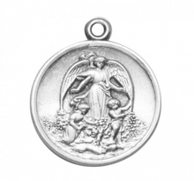 Load image into Gallery viewer, Sterling Silver Guardian Angel Round Medal