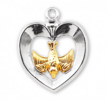Load image into Gallery viewer, Holy Spirit Dove With Heart Sterling Silver Necklace