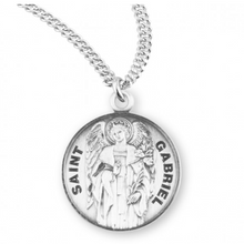 Load image into Gallery viewer, Angel Saint Gabriel Round Sterling Silver Medal 20 Inch Chain