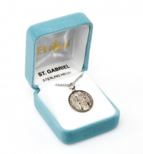 Load image into Gallery viewer, Angel Saint Gabriel Round Sterling Silver Medal 20 Inch Chain