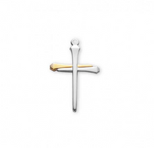 Load image into Gallery viewer, Two-Tone Nail Cross Pendant 24 Inch Chain