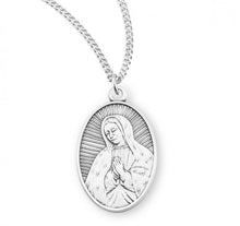 Load image into Gallery viewer, Our Lady of Guadalupe Oval Sterling Silver Medal Zoom Our Lady of Guadalupe Oval Sterling Silver Medal