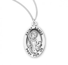 Load image into Gallery viewer, Patron Saint Agnes Oval Sterling Silver Medal
