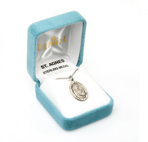 Patron Saint Agnes Oval Sterling Silver Medal