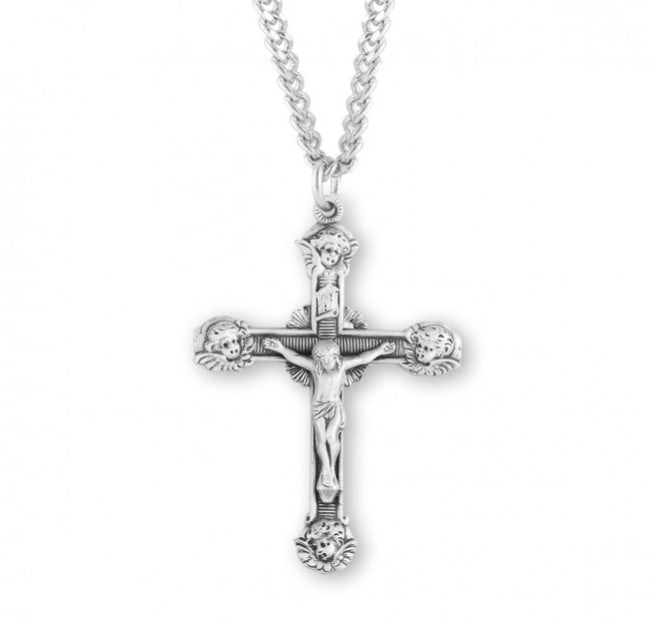 Angel Tipped Sterling Silver Crucifix