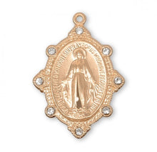 Load image into Gallery viewer, Madonna Gold Over Sterling Silver Miraculous Medal With Swarovski Crystals
