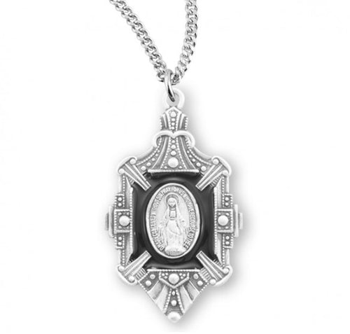 Sterling Silver Fancy Enameled Miraculous Medal