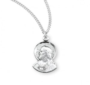 Scapular Sacred Heart of Jesus Profile Sterling Silver Medal