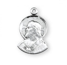 Load image into Gallery viewer, Scapular Sacred Heart of Jesus Profile Sterling Silver Medal
